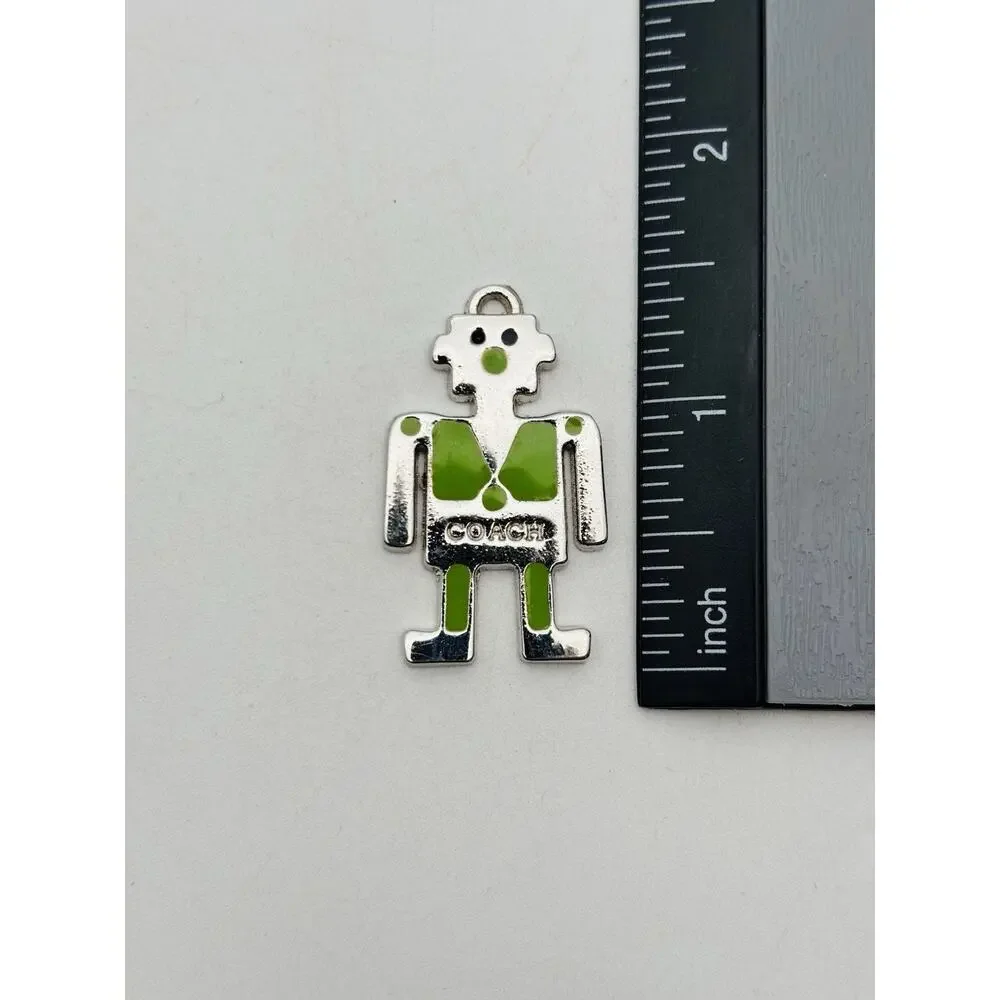 COACH Robot Keychain Silver And Green Metal Charm For Coach Purse Or Bag